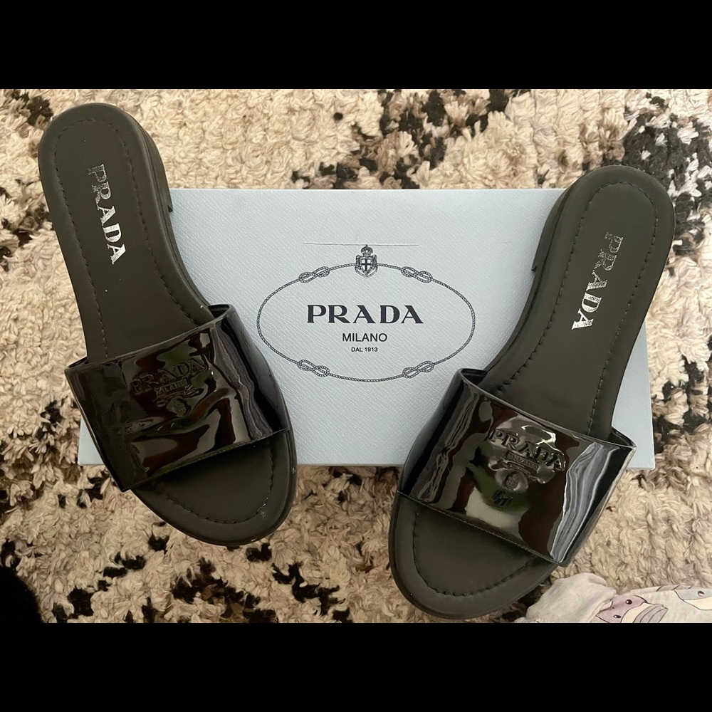 Prada Patent Leather Slides